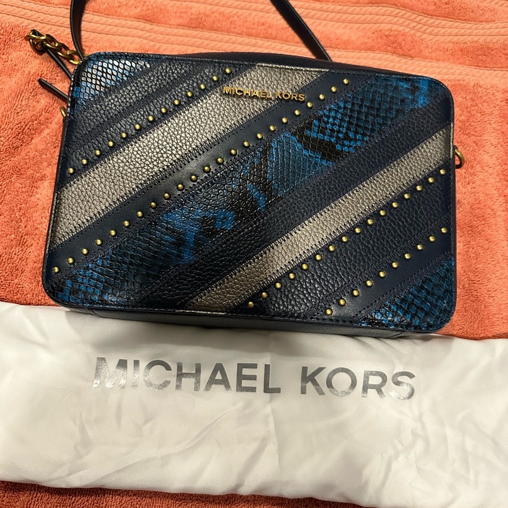 MICHAEL KORS ~ Jet Set Large Leather Snake East West Bag LIKE NEW